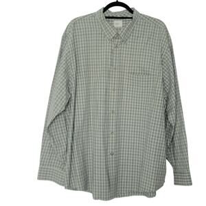 100% Cotton Long Sleeve Button-up Shirt Cream Gray Checker XXL